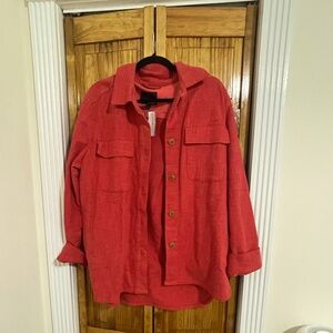 Banana Republic Red Shirt Jacket - Size Large, Double-Breasted with Pockets NWT!